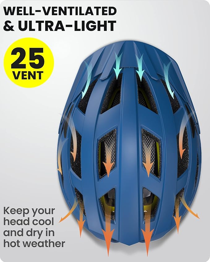 OutdoorMaster Gem Recreational MIPS Cycling Helmet - Two Removable Liners & Ventilation in Multi-Environment - Bike Helmet in Mountain, Motorway for Youth & Adult