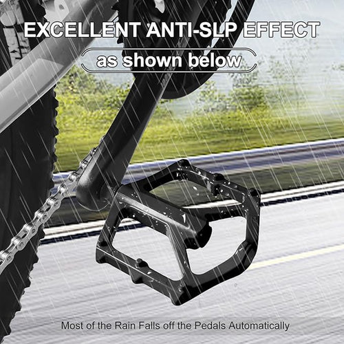 14mm Non-Slip Lightweight Aluminum Alloy Bicycle Pedals,Road/MTB Flat Pedals,Mountain Bike Pedals,Fits 9/16" Road Mountain BMX MTB Bike Pedal(Black)