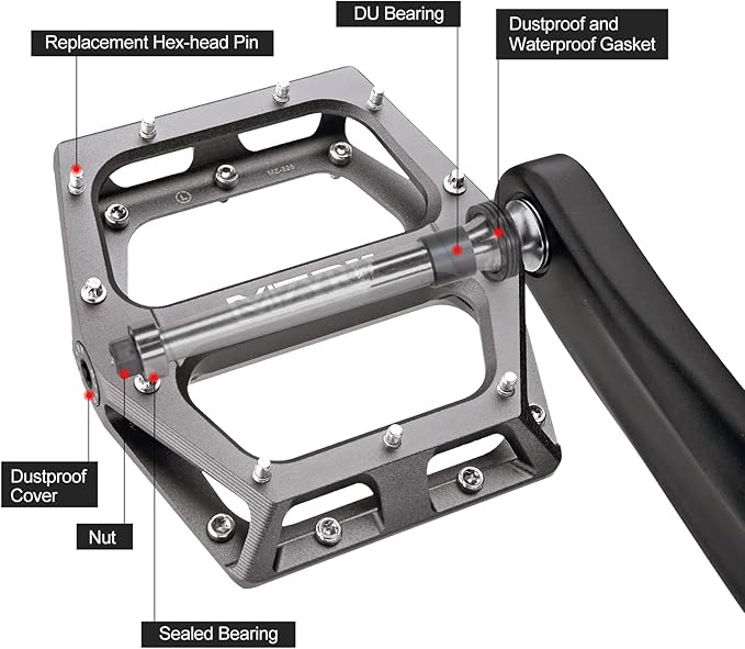 MZYRH Road/Mountain Bike Pedals MTB Pedals Aluminum Alloy Bicycle Pedals 9/16" Sealed Bearing Lightweight Platform for Road Mountain BMX MTB Bike