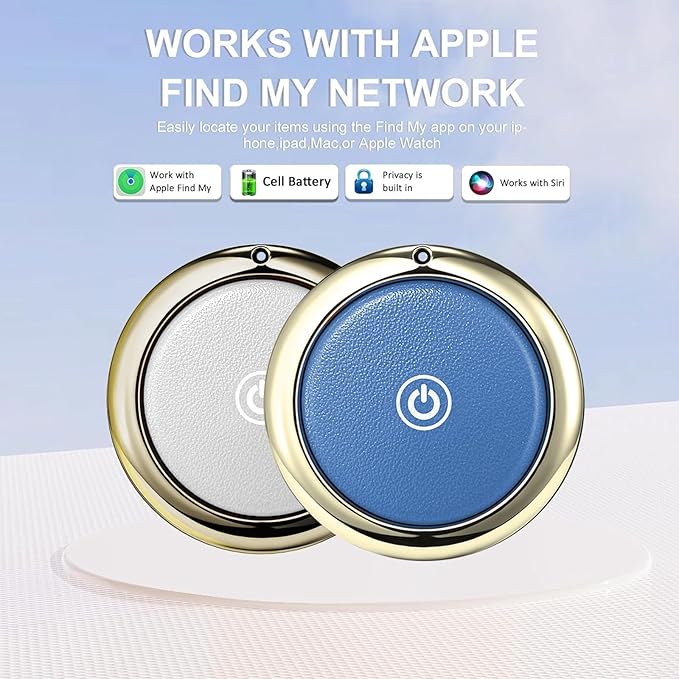 Tracker Tag Finders Work for Apple Find My (iOS Only) GPS Tracker for Luggage Keys Backpack (Blue&White, 2Pack)