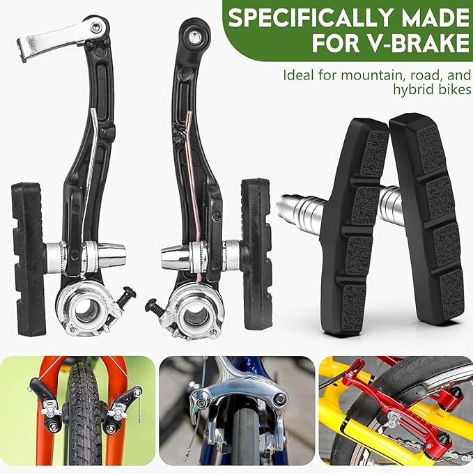 Bike Brake Pads Set, 3 Pairs Black Bike Brake Pads, Professional V-Brake Blocks for Mountain & Road Bicycles, 70mm for MTB Mountain Bicycle Universal V-Brake Blocks