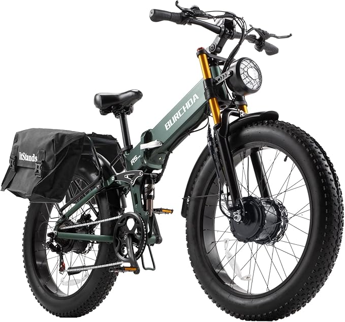 2026 Upgraded Dual Motors AWD Electric Bike for Adults 5000w/3000W/1500W Motor Dirt Ebike 40MPH/30MPH 52V/48V 30Ah/20Ah Battery Up to 90 Miles Long Range 26" Fat Tire Bicycle for Commute Mountains
