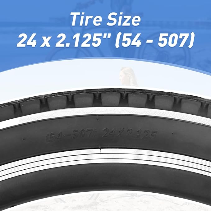 20"/24"/26" x 2.125" Folding Replacement Bike Tires for Beach Cruiser Bike，Bicycle Tires for Commuter Bikes，White Wall，1/2Tires & 1/2 Tubes & 2 Levers
