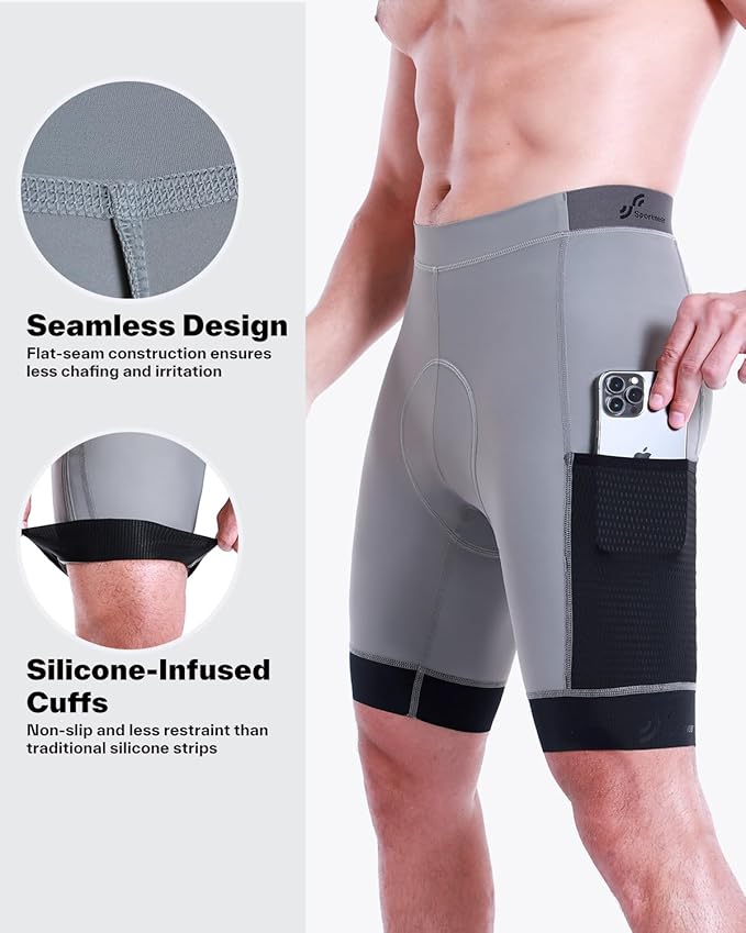 Sportneer Padded Bike Shorts for Men - 4D Padding Mens Bicycle Cycling Biking Clothing Shorts, Breathable and Absorbent