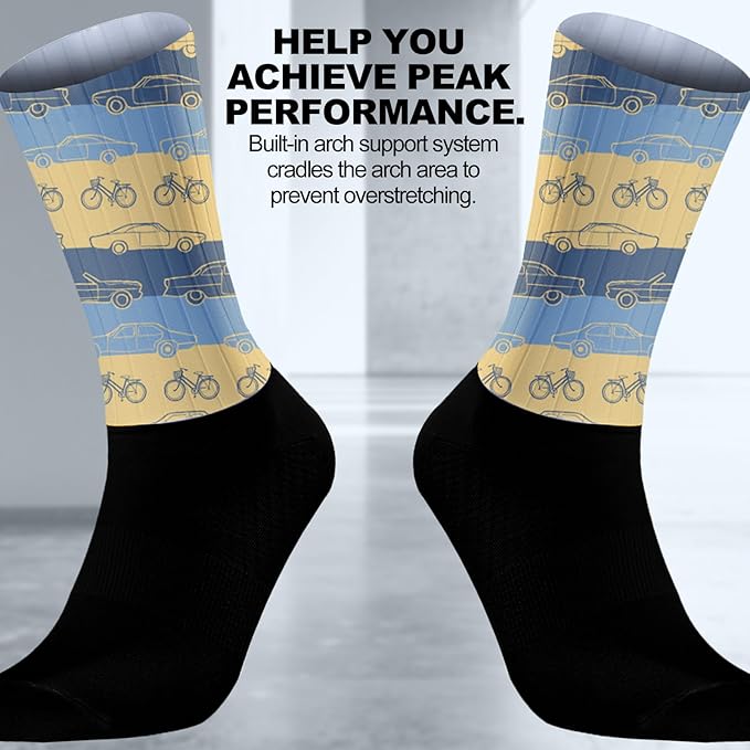 Cycling Socks Athletic Crew Socks Breathable Cushioned Compression Running Hiking Socks For Mens Womens