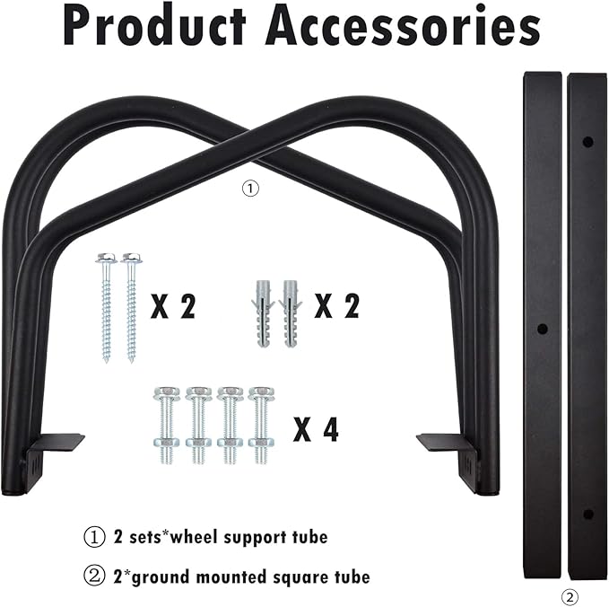 WALMANN 2 Bikes Floor Bike Stand, Bike Parking Rack Garage Bike Storage Stand Indoor/Outdoor 22-28" Wheel Stand, Max. Tire Width 2.1"
