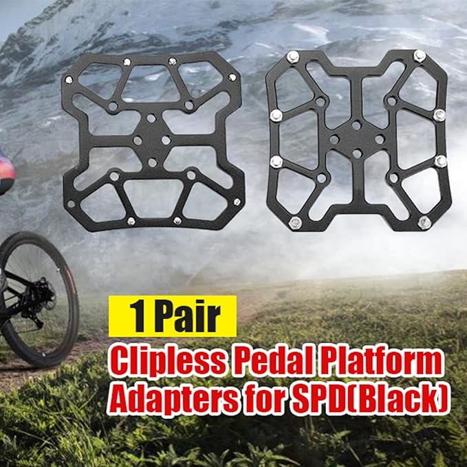 plplaaoo 1 Pair Bike Pedal Adapter,Universal Clipless Pedal Platform Adapter,Bike Bicycle Clipless Platform Adapter Pedal,Aluminum Alloy Bike Pedal Adapter Platform Adapters for SPD(Black)