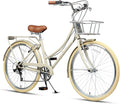 AVASTA Vela Hybrid Bike for Adult Women Female Lightweight Step Through 26 Inch High Tensile Steel Frame City Commuter Comfort Lady Bicycle, 6-Speed, Multiple Colors