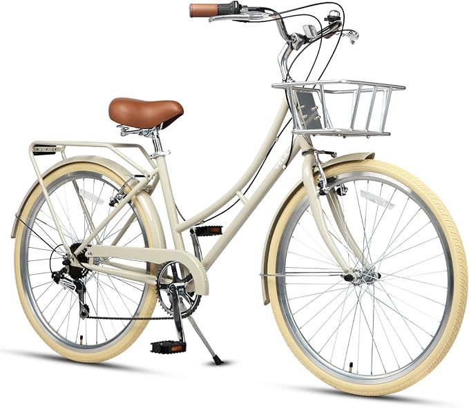 AVASTA Vela Hybrid Bike for Adult Women Female Lightweight Step Through 26 Inch High Tensile Steel Frame City Commuter Comfort Lady Bicycle, 6-Speed, Multiple Colors