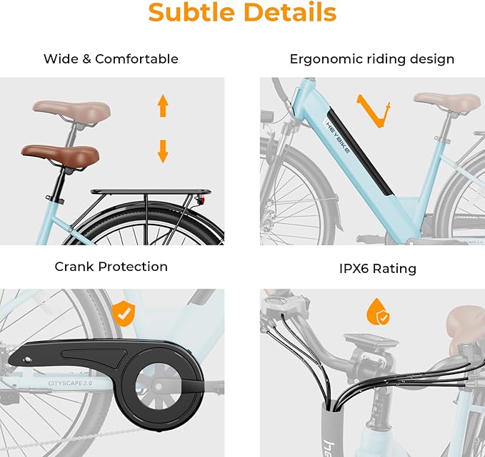 Heybike Cityscape 2.0 Electric Bike for Adults with 1200W Motor Peak, 468Wh Removable Battery, up to 50Miles 24MPH 26" Electric Commuter Bike with 7-Speed, UL Certified