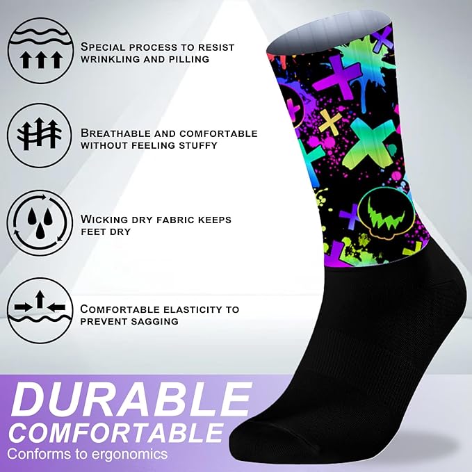 Cycling Socks Athletic Crew Socks Breathable Cushioned Compression Running Hiking Socks For Mens Womens