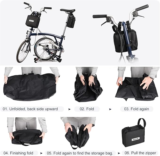 20inch Folding Bike Bag Bicycle Carry Bag Bike Travel Carrying Case Bike Transport Bag for Car Train Air Travel Portable (Black-White, 14-20 inch)