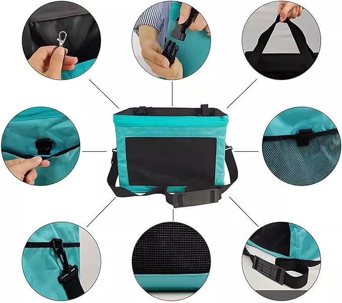 Bicycle Front Basket, Dog Car Seat with Safety Rope, Folding Detachable Quick Release Easy Install, for Pet, Shopping, Commuter, Camping and Outdoor(Color:Blue)