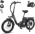 Wildeway Folding Electric Bike for Adults with 32Ah Battery Long Range 750W Motor 28MPH, 20"x 3.0"Fat Tire Foldable EBike, Urban City Commuter Men Women Bicycle 7 Speed Gear