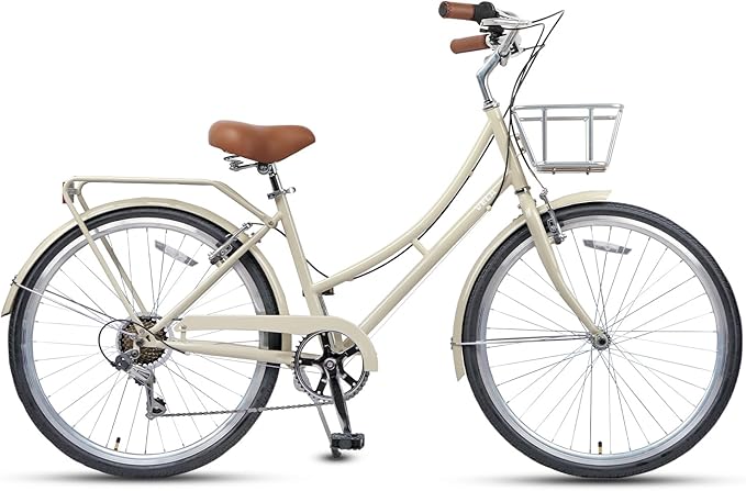 AVASTA Vela Hybrid Bike for Adult Women Female Lightweight Step Through 26 Inch High Tensile Steel Frame City Commuter Comfort Lady Bicycle, 6-Speed, Multiple Colors
