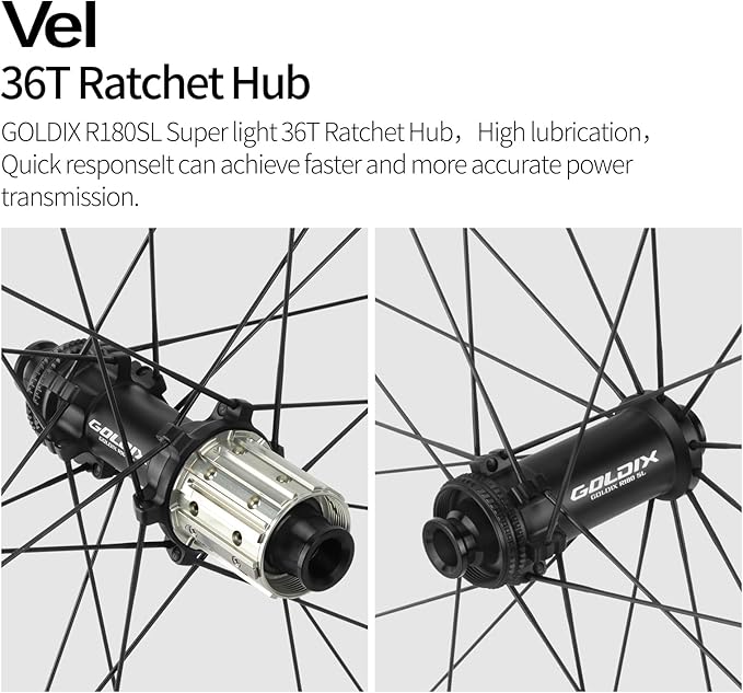 MEROCA VEL Road Bike Carbon Wheelset 700C Clincher Wheelset 50/60mm Deep Disc Brake Clincher/Tubeless Ready, 36T Ratchet Hub, Pillar Spokes