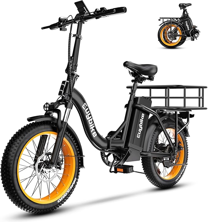 1000W Folding Electric Bike,48V 20AH Removable Battery E Bike,30+MPH,80 Miles Max Range Electric Bike for Adults,20" Fat Tire Foldable ebike,Adult Electric Bicycle for Commute Beach Snow