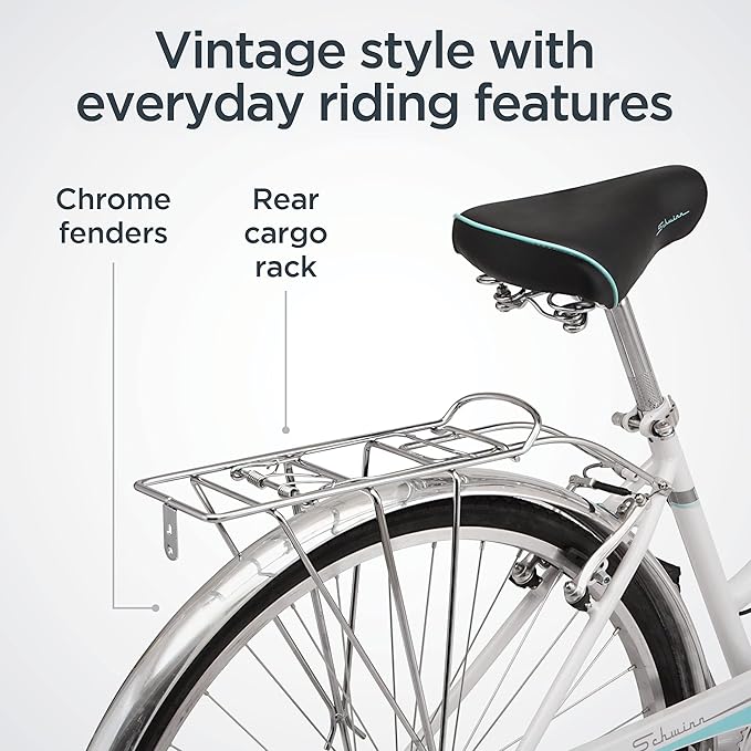 Schwinn Wayfarer Hybrid Bike, 700c Mens and Womens Bike, 7-Speed Hybrid Bicycle, Retro Steel Frame, Front and Rear Linear Pull Brakes, Fenders, Cargo Space, Adult Bicycle