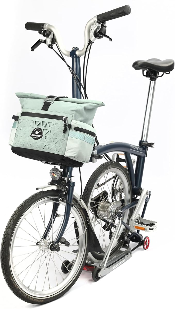 Rhinowalk Handlebar Bag for Brompton Folding Bike, 6.5L Expandable Front Bag with Quick Release Mount, Multiple Pockets, Shoulder Strap & Rain Cover (Duck Egg Blue)