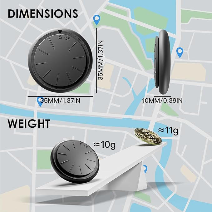 1PCS Black Tracker Device for Vehicles,No Subscription GPS Car Tracker Works with Apple Find My(iOS Only),Anti-Lost Car Locator,Mini Hidden Car Tracker with White Magnetic Case