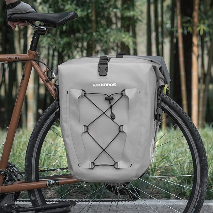 ROCKBROS Bike Panniers Waterproof Bike Rear Rack Bag Max 30L Large Capacity Bike Rear Panniers for Cycling Traveling Commuting 1 Pack