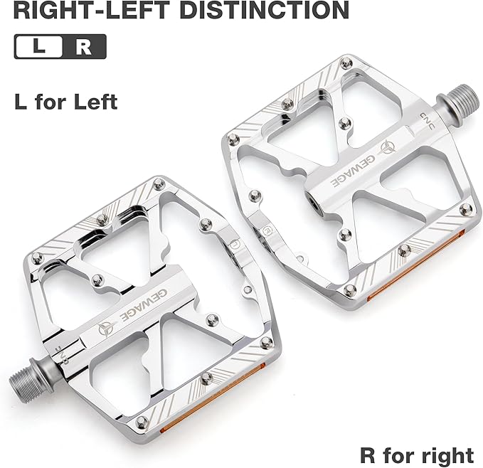 Bike Pedals 9/16 Inch - Bicycle Pedals with Reflectors - 3 Sealed Bearings MTB Pedals Wide Platform Pedals for Mountain Bike, BMX, Road Bike Pedals