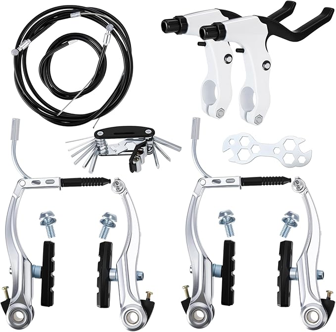 V Bike Brakes,Complete Universal Bicycle Brakes,Include V Brakes,Bike Brake Cable,Bike Brake Levers-Tool Wrenches,for Most Mountain Bikes and Road Bikes