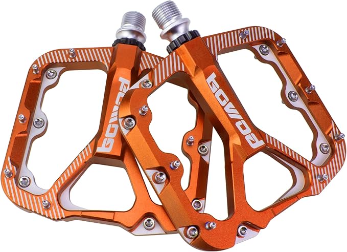 Bike Pedals Mountain Bike Adult, Light MTB Flat Pedals Grippy w 20pcs Non-Slip Studs, Glass Fiber Nylon Composite Platform Pedals w Cr-Mo Axel, 9/16" BMX Road Cruiser Gravel Bicycle Pedals