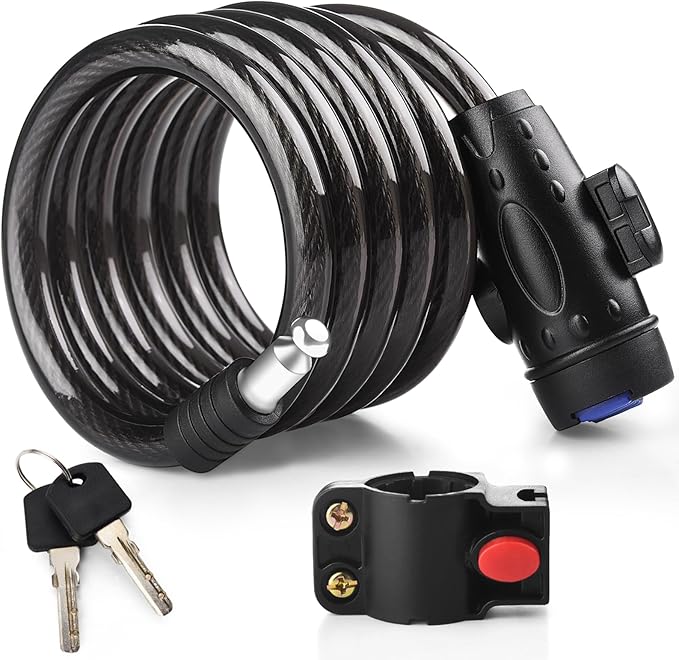 Bike Lock, [4ft/1.2m] Diyife Bike Cable Locks with 2 Keys, Weatherproof Heavy Duty Bicycle Lock Cable Anti-Theft Security Cable with Mounting Bracket for Motorcycle, Scooter, Ebike