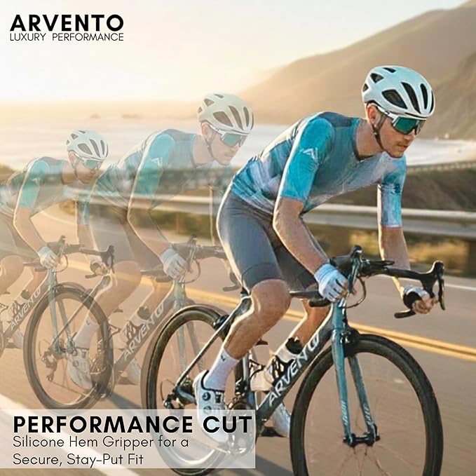 ARVENTO Unisex Cycling Jersey – Performance Fit, Breathable & Quick-Dry Short-Sleeve Road Jersey, 3 Rear Pockets