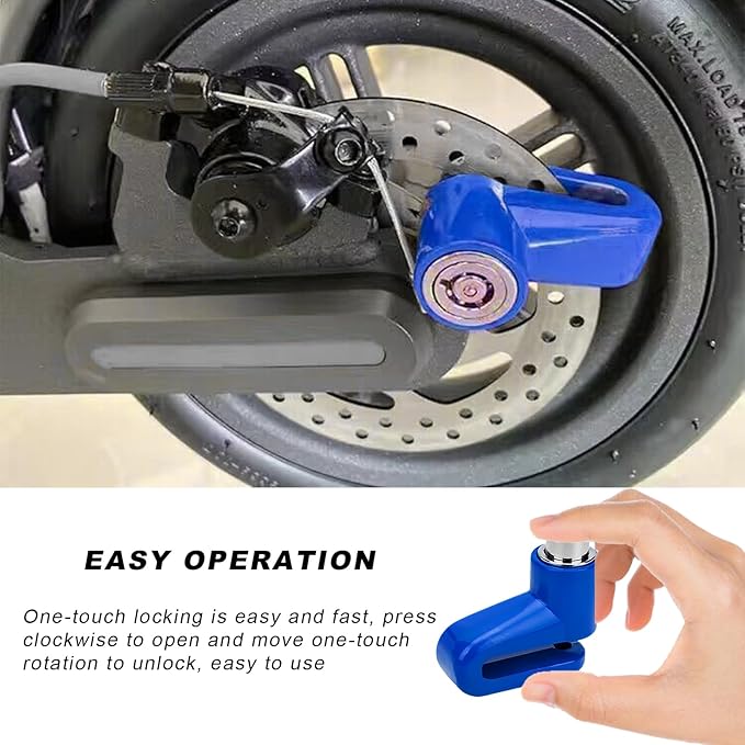 2 PCS Motorcycle Disc Brake Lock, Anti-Theft Security Wheel Disc Brake Lock with Keys, Universal Safety Disc Lock for Bikes Scooters Motorcycles, Motorcycle Accessories (Blue)
