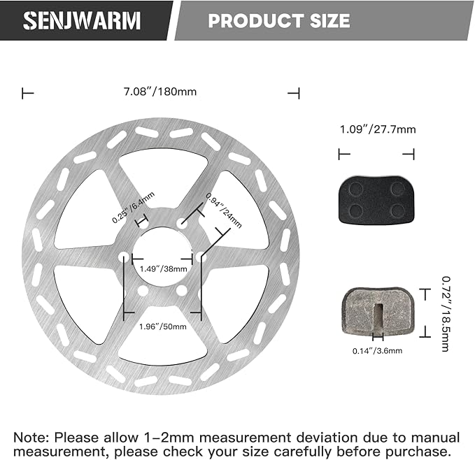 Mini Bike Hydraulic Disc Brake Kit SENJWARM, with Hand Brake Master Cylinder Caliper 50 inch, Compatible with Mini Bike Baja Doodlebug DB30 Blitz Dirt Bug Racer Coleman Predator 79cc 97cc 2.8hp
