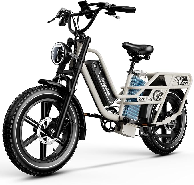 Auloor Dual Battery Electric Bike for Adults, 48V 60AH 160 Miles Long Range Cargo Ebike, 1500W Motor 30MPH+, 20" Fat Tire Fast Mountain EBike, Full Suspension & Hydraulic Brakes, Torque Sensor