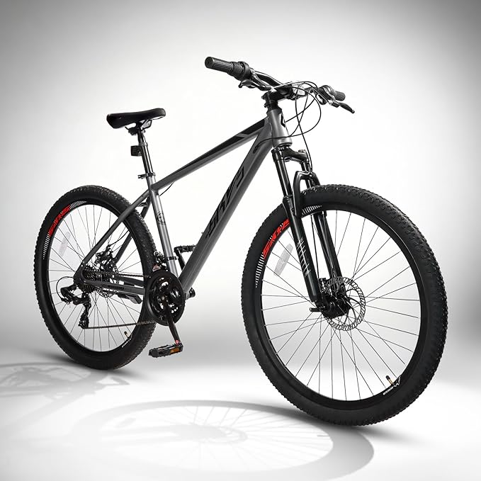 Convend 24/26/27.5" Mountain Bike for Adults, 21-Speed Twist Shifters, Lockout Suspension Fork, Dual Disc Brakes, High-Carbon Steel Frame, All-Terrain Tires, 85% Pre-Assembled