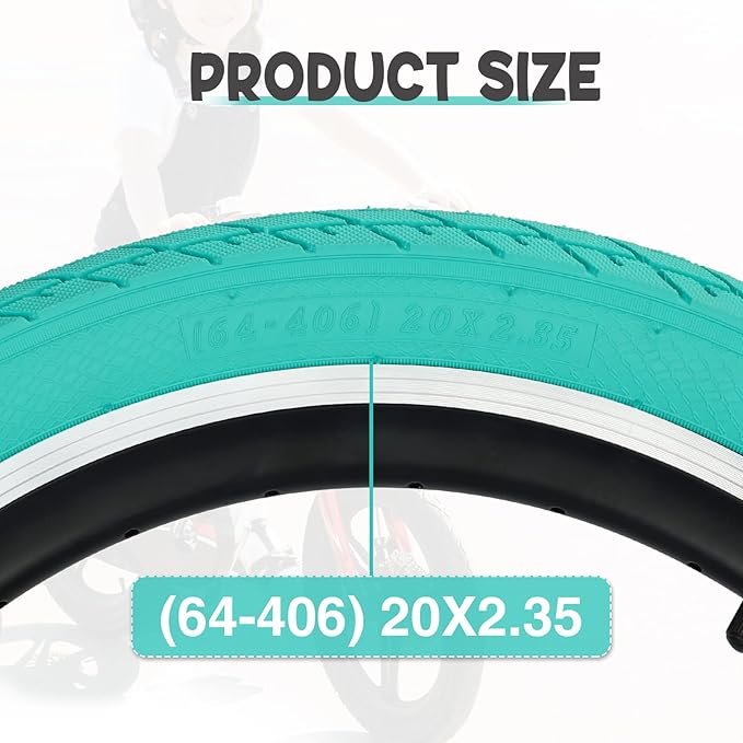 ZUKKA 20 x 2.35 Bike Tire 1/2 Pack 20 inch x 2.35 BMX Bike Tire Folding Replacement Tire for MTB Mountain Bike, BMX Bicycle Commuter Bike