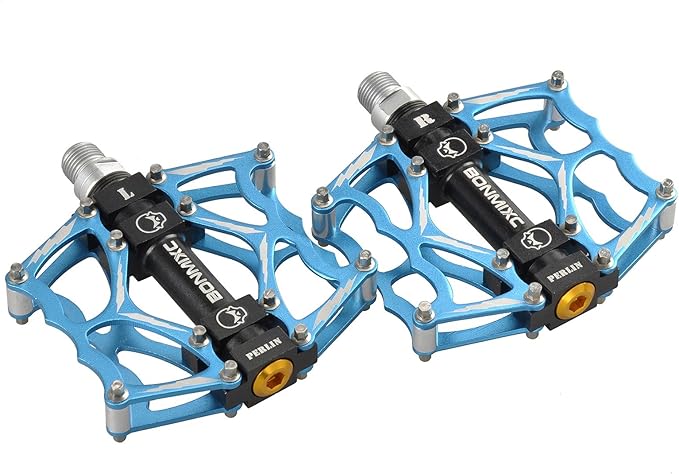 Bike Pedals 9/16" Skull Pattern Mountain Bike Pedals Sealed Bearing Bicycle Pedals Aluminum Alloy Flat Road Bike Pedals