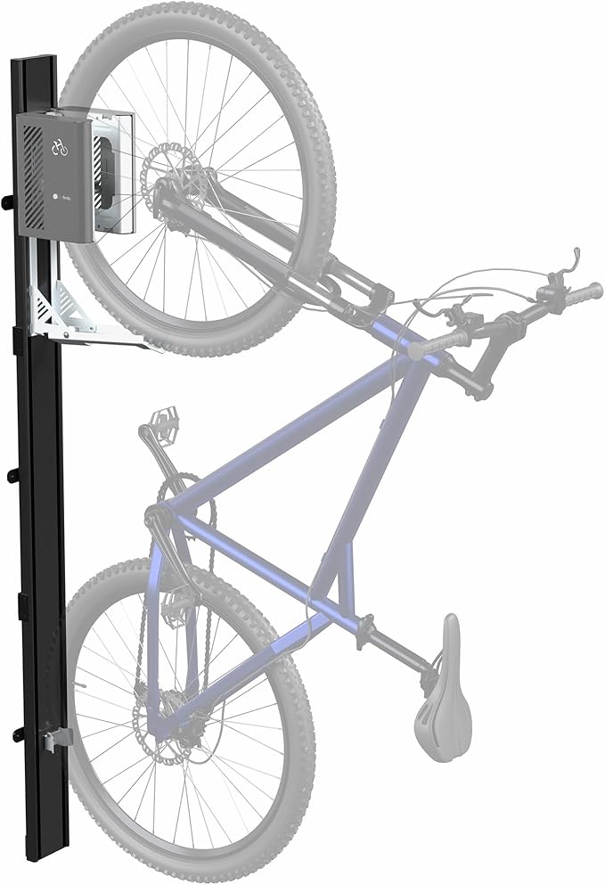 Life Finds Vertical Wall-Mounted Bike Rack with Mechanical Lift, Easy Bicycle Storage, Black, LF-EBR1