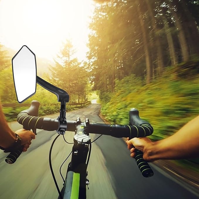 Bike Mirror for Handlebar Left Side HD Flat Rearview Bicycle Mirror with Handlebar Mount Cycling Rear View for Mountain Bike Riding Safety