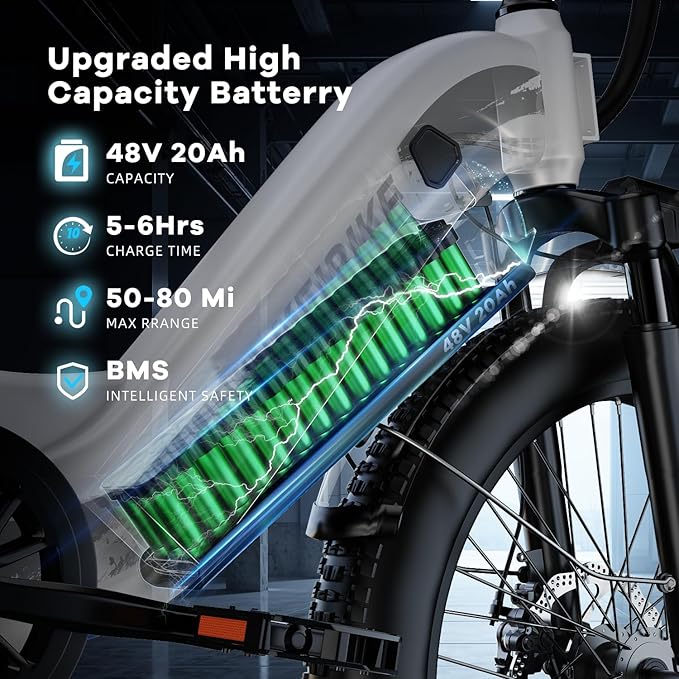 1500W Motor Electric Bike for Adults & Teenager, 48V 20AH Removable Battery Ebike, 24inch Fat Tire Electric Bicycle with 30+MPH, Step-Thru E Bike for Commuting & Mountain, Front Suspension