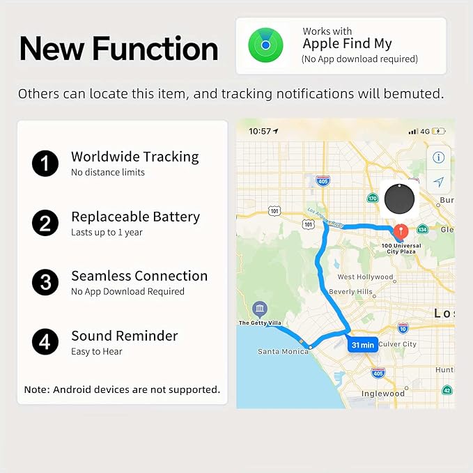 Mini GPS Tracker for Vehicles, Hidden Tracking Device for Vehicles, Car Tracker No Subscription Work with Find My (iOS Only), Vehicle Tracker with Audio for Kids, Dogs, Key, Luggage, Bag (4)