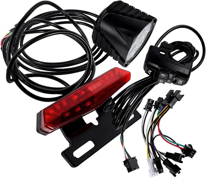 Alipis Electric Bike Tail Light Kit Led Front Rear Turn Signals Brake Lights and Horn Switch for E-bikes Scooters