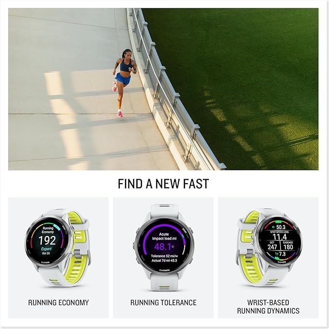 Garmin Forerunner 970 GPS Running Smartwatch, Whitestone | Premium Training & Recovery, Sleep Coach, Heart Rate, Download Music, Up to 15 Day Battery | Signature Series Charging Stand Bundle