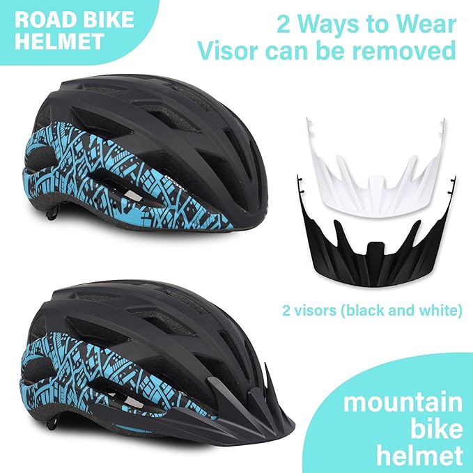 Bike Helmet for Adults Women Men Youth Kids, Lightweight Mountain Road Bicycle Cycling Helmets with Adjustable Dial & Removable Visor
