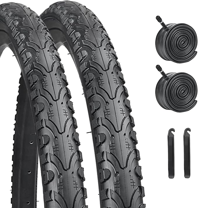 26x1.75 Bike Tires 2PCS, HUIOK 26 Inch Replacement Kits Bicycle Tires with 2 Tubes and 2 Levers