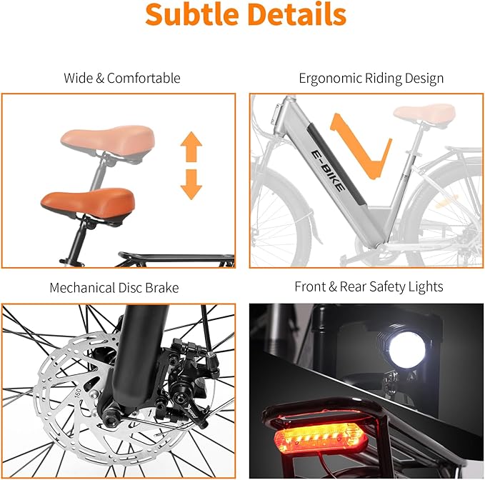 Electric Bike for Adults, 26 Inch Step Through Electric Bike, 36V 13Ah UL Removable Battery Up to 50Miles Peak 1000W, 22Mph Commuter Women Ebike Bicycles Beach Snow