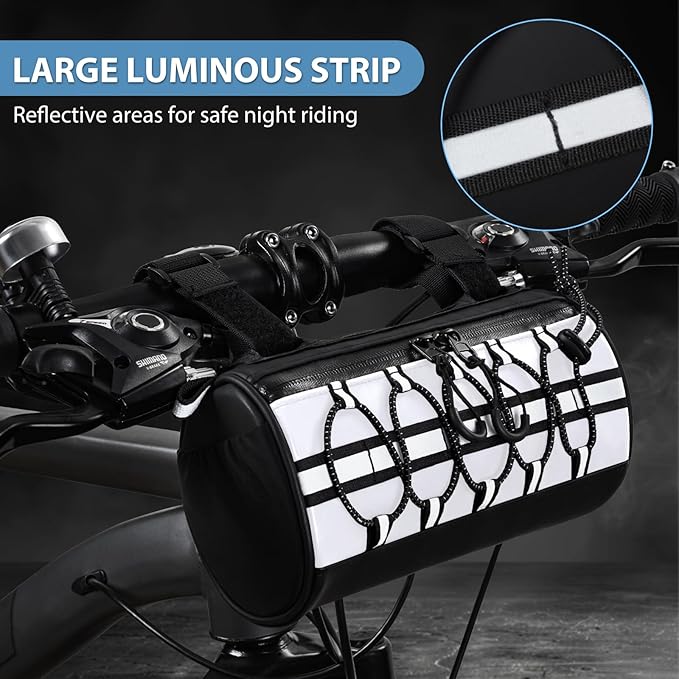 GMAK 2 in 1 Bike Handlebar Bag, Bike/Bicycle Front Bags with Reflective Area & Shoulder Straps, Small Bicycle Handle Bar Bag Cycling Pouch Pack Bike Accessories for Road Mountain Bike Cycling Travel