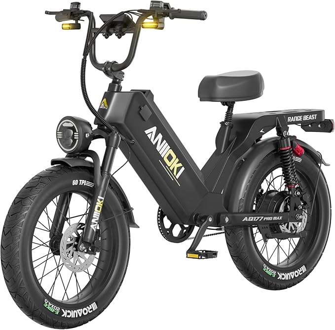 ANIIOKI AQ177 Pro Max eBikes for Adults, 200+ Miles Long Range Electric Bike, 28 MPH/32 MPH High Speed Commuting Ebikes, Full Suspension Ebike