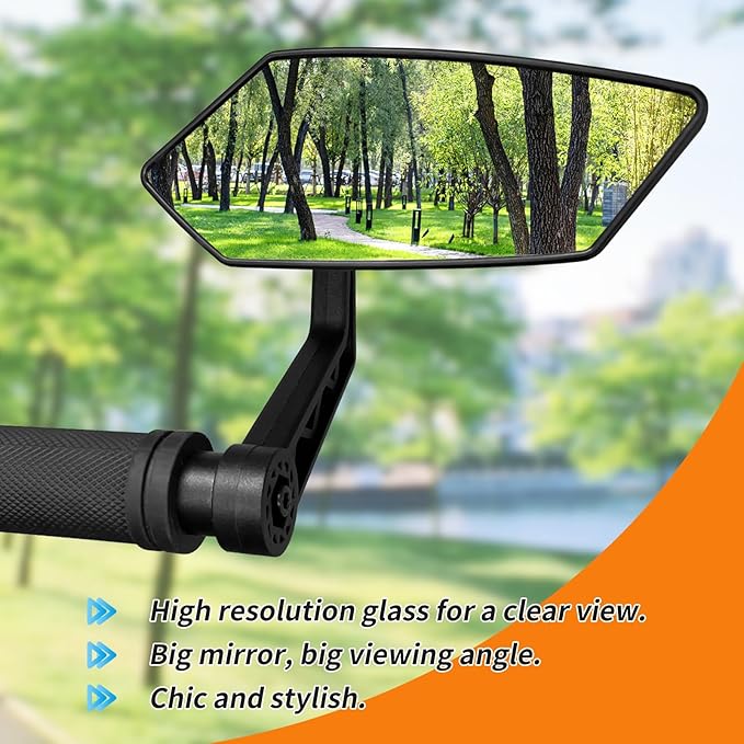 Bike Mirror, HD Glass Bicycle Mirrors for Handlebar Mount, Adjustable Bar End Bike Rear View Mirror, Scratch Resistant Handlebar Mirrors for E-bike,Mountain Bike & Scooter(Right 0.59-0.78")