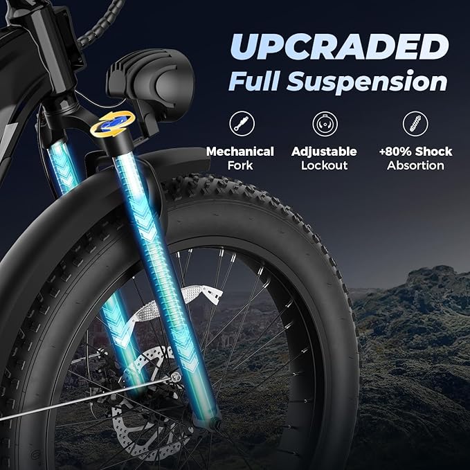 Aipas M1 Pro & M2 Pro Electric Bike Combo, 1800W Peak Motor Fat Tire EBikes for Adults, 36MPH Electric mountain Bike with 48V 17.5Ah Battery, 26" x 4.0" All-Terrain Tires, 7 Speed, 85 Miles Long Range