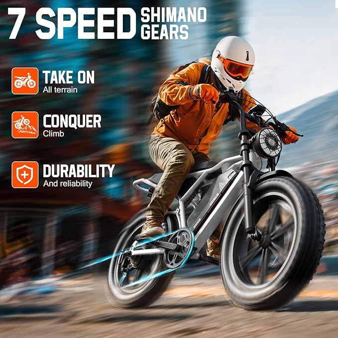 TST Electric Bike for Adults 1500W Peak 20" Fat Tire All-Terrain E-Bike 60/110 Miles 28 MPH Electric Dirt Bike - 48V 15/25 AH Battery Tested to UL 2849 Powered Electric Bicycle